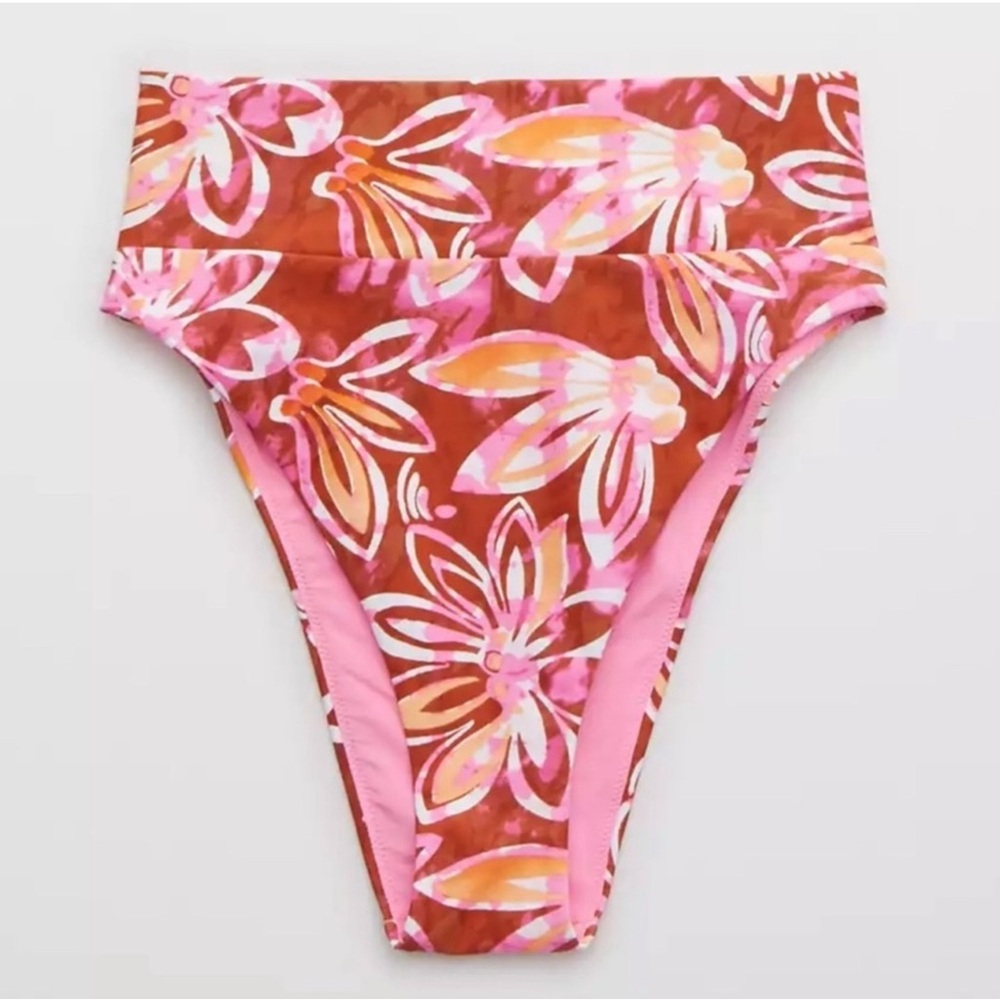 NWT Aerie High Cut Cheeky Tropical Floral Bikini Bottoms - Picture 3 of 7